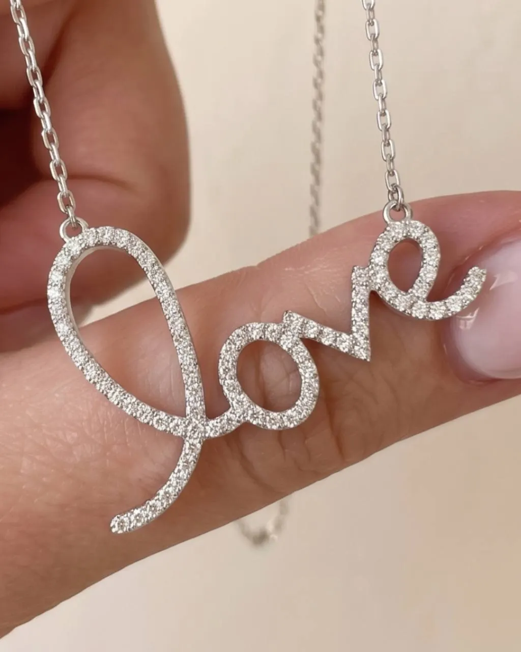 Срібне кольє з написом «Love», срібло 925 проби, фото 1